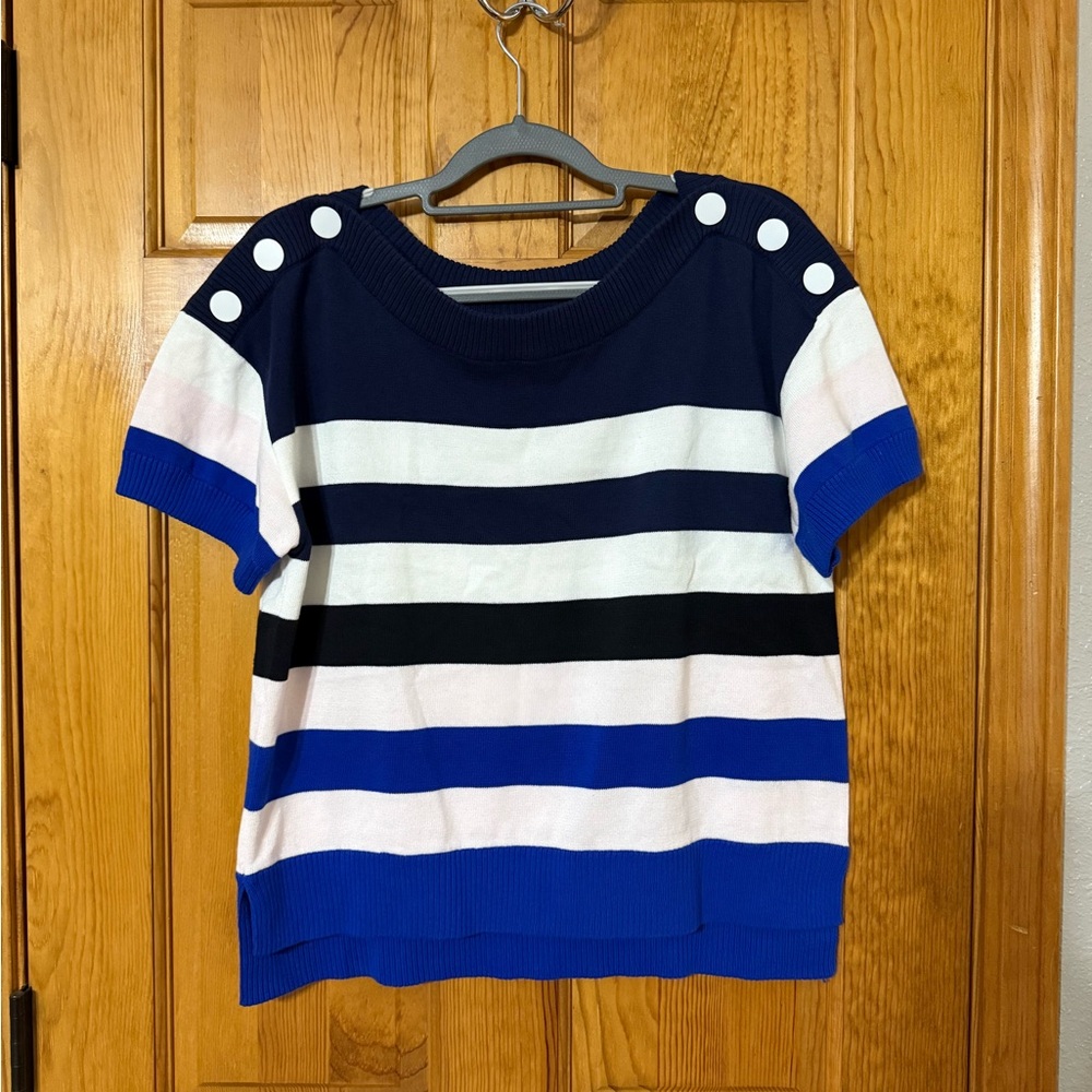 CAbi Navy Ribbed Knit Sweater size Medium